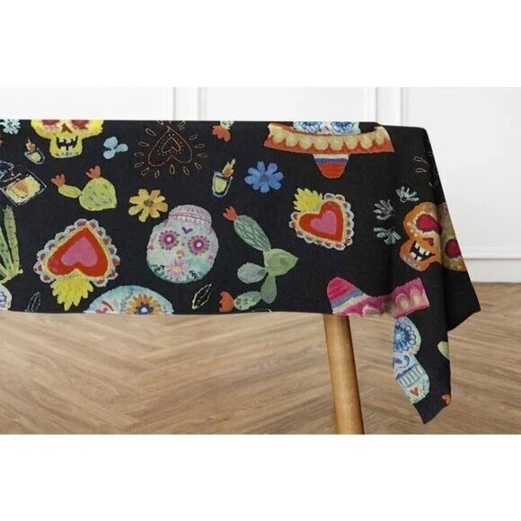 Osadia Handmade Dia de Muertos Mexican Tablecloth - Yellow trim - Picture 1 of 3